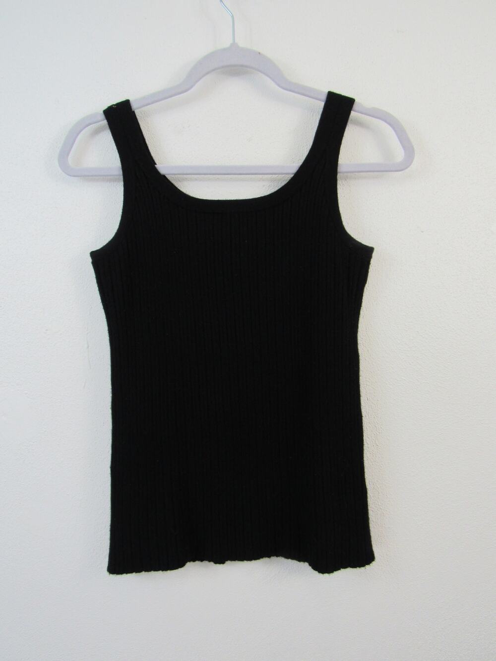 MM. Lafleur Medium Wool Blend Black Ribbed Knit Tank Top Stretch Elevated Basics